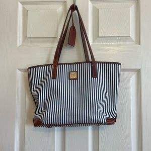 Navy and white striped dooney and bourke purse